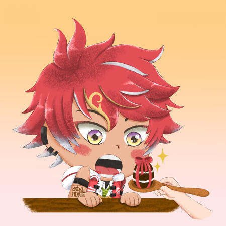 Artsynda's commission sample for chibi, bust up, with simple background